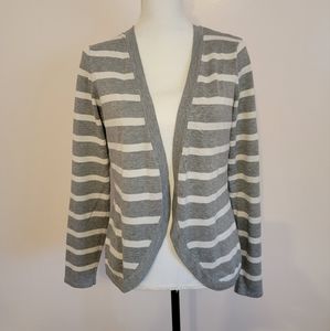 Maurices gray & white striped open front cardigan size large
